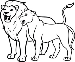 Kids will love coloring this pair of lions drawn in line art making it a great addition to any coloring book collection

