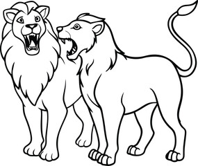 Encourage creativity with this pair of lion line art perfect for kids to color and learn about lions in a fun way





