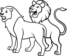 Cute and easy lion line art ideal for a kids coloring book letting little artists bring these wild creatures to life
