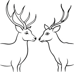 Deer with cubs in charming line art for kids to enjoy coloring
