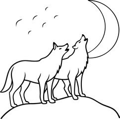 Discover fun with this pair-of-wolves line art for kids coloring book filled with exciting designs
