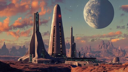 Futuristic images of humans on Mars, moon bases, or space tourism experiences