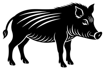 The whole body of the wild boar is the white background