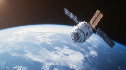 Fototapeta premium A mission to establish a network of space stations dedicated to monitoring and protecting Earth, space exploration, Earth defense, technological innovation