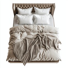 Classic bed with pillow and throw created with generated ai