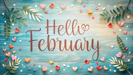 Happy Winter background. Hello February season. Cartoon illustration Template for Poster, Banner, Greeting, Card, Flyer, Cover, Sale, Promotion. Snowfall, Snowy weather. welcome winter design.