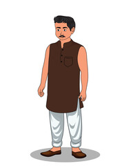 Fototapeta premium Indian village man cartoon character design