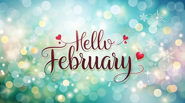 Happy Winter background. Hello February season. Cartoon illustration Template for Poster, Banner, Greeting, Card, Flyer, Cover, Sale, Promotion. Snowfall, Snowy weather. welcome winter design.