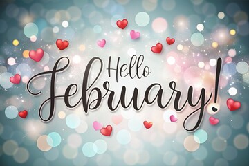 Happy Winter background. Hello February season. Cartoon illustration Template for Poster, Banner, Greeting, Card, Flyer, Cover, Sale, Promotion. Snowfall, Snowy weather. welcome winter design.