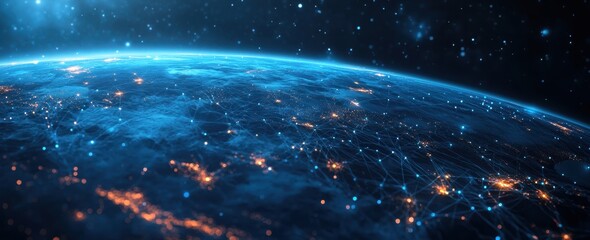 Fototapeta premium Internet trade platform featuring worldwide reach digital money and smart tech on an expansive banner format