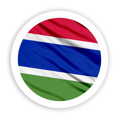 Gambia Waving Flag with White Rounded Circle Frame 