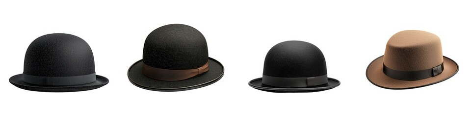 A collection of stylish hats showcasing various designs and colors, perfect for fashion, accessories, or vintage themes.