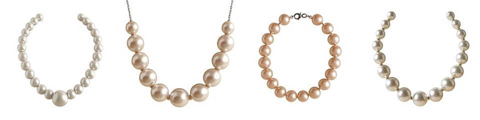Obraz premium Elegant collection of pearl necklaces showcasing various designs and textures, perfect for any jewelry lover's display.