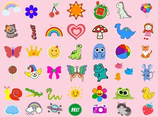 Multicolor and multi types of stickers 