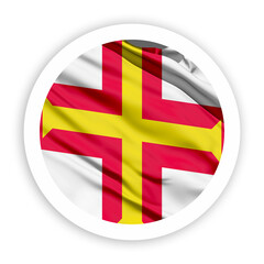 Fototapeta premium Guernsey Waving Flag with White Rounded Circle Frame 