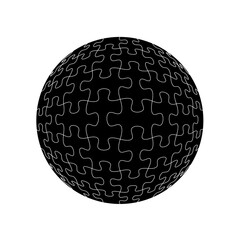 Sphere from puzzles of black color. Vector isolated on white background