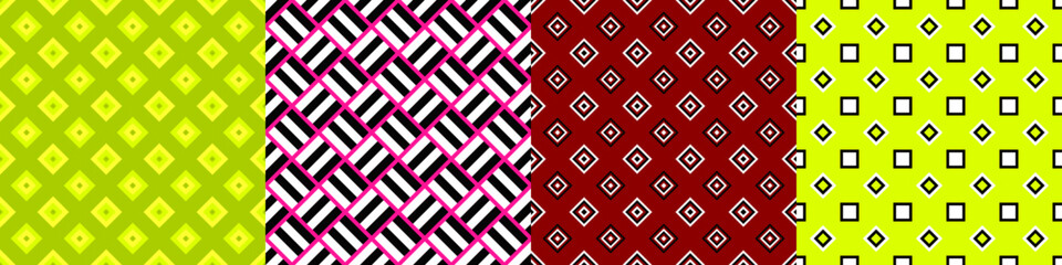 Seamless geometric threetone pattern set