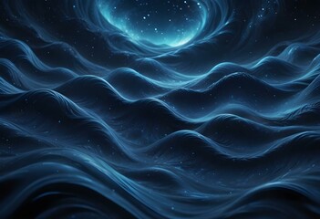 Obraz premium Flowing Blue and black abstract background with soft, wavy shapes and subtle sparkles