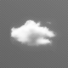 Vector realistic cloud, smoke or fog on isolated transparent background. Cloud png. Smoke png	