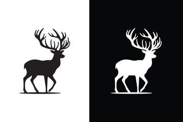 Deer icon silhouette vector illustration on white background.