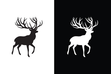 Deer icon silhouette vector illustration on white background.