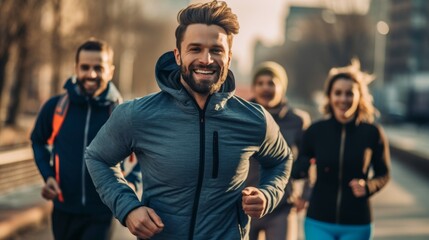 Fototapeta premium Friends Jogging Together