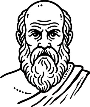 Cartoon of the philosopher Socrates drawn in simple lines