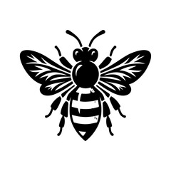 Bee silhouette, vector black color silhouette