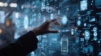 Hand Interacting With Futuristic Interface