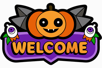  Halloween banner with text welcome silhouette vector
