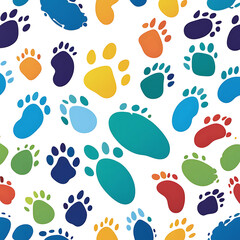 wild animal and pet paw  in a cartoon style, whimsical and fun, cute pet paw silhouette