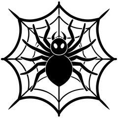 Vector art illustration of spider silhouette with Halloween web