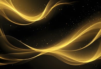 Obraz premium Flowing blue yellow and black abstract background with soft, wavy shapes and subtle sparkles