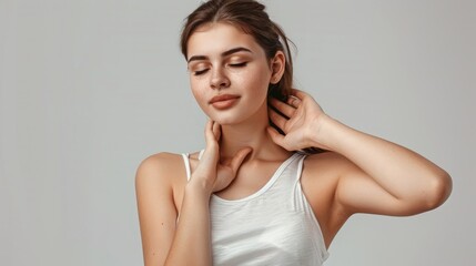 Obraz premium A serene young woman enjoys a peaceful moment, showcasing essential selfcare practices for mental wellbeing