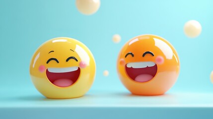 Fototapeta premium 3D rendering of a happy and a not-so-happy character, both in cartoon style.