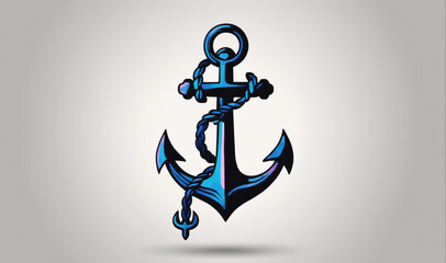 A blue anchor with a rope tied to it