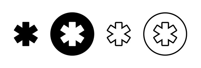 The medical sign of the star of life. Set of icons on a white background.