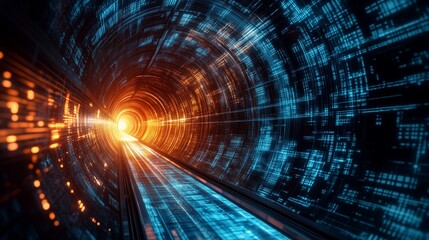 Fototapeta premium Abstract business background tunnel with graphs, 3d render
