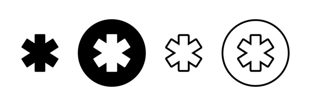 The medical sign of the star of life. Set of icons on a white background.