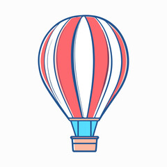 Fototapeta premium Vector flat design of a hot air balloon in white background.