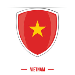 Vietnam flag shield glossy shining vector illustration isolated on white background national day 2nd September celebration of Vietnam. 
brochure, flyer, poster, banner, cover, social media websites