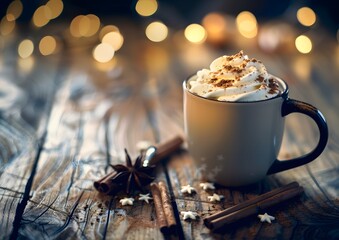 Coffee with Cinnamon and Whipped Cream - Lifestyle