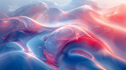 Obraz premium Abstract fluid waves of pink and blue - generative ai