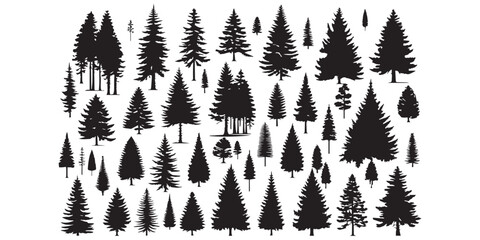 Fototapeta premium set of silhouettes of plants