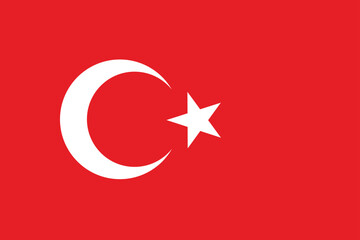 Turkey flag official national flag in red color vector illustration isolated design for national day or republic day celebration, posters, flyers, brochures, covers online media, social media websites