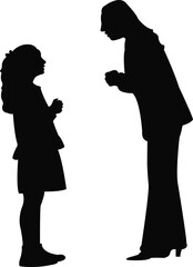 woman and girl, body silhouette vector