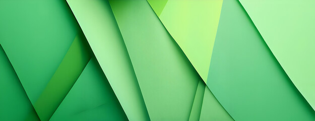 Layered green abstract paper design featuring various shades and angles for creative backgrounds and textures