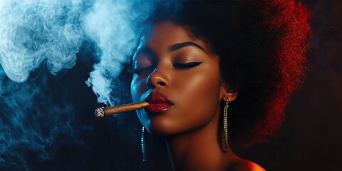 black woman smoking cigar blunt
