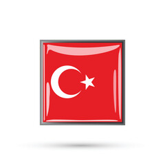 Turkey square flag 3D glossy shining vector illustration isolated on white background for republic day of Turkey 29  October celebration, educational purpose, flyer, poster, banner print and websites