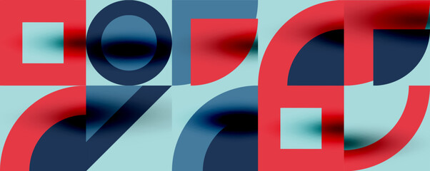 Obraz premium Neo memphis geometric pattern with circles, squares. Pop art abstract background for covers, banners, flyers and posters and other templates